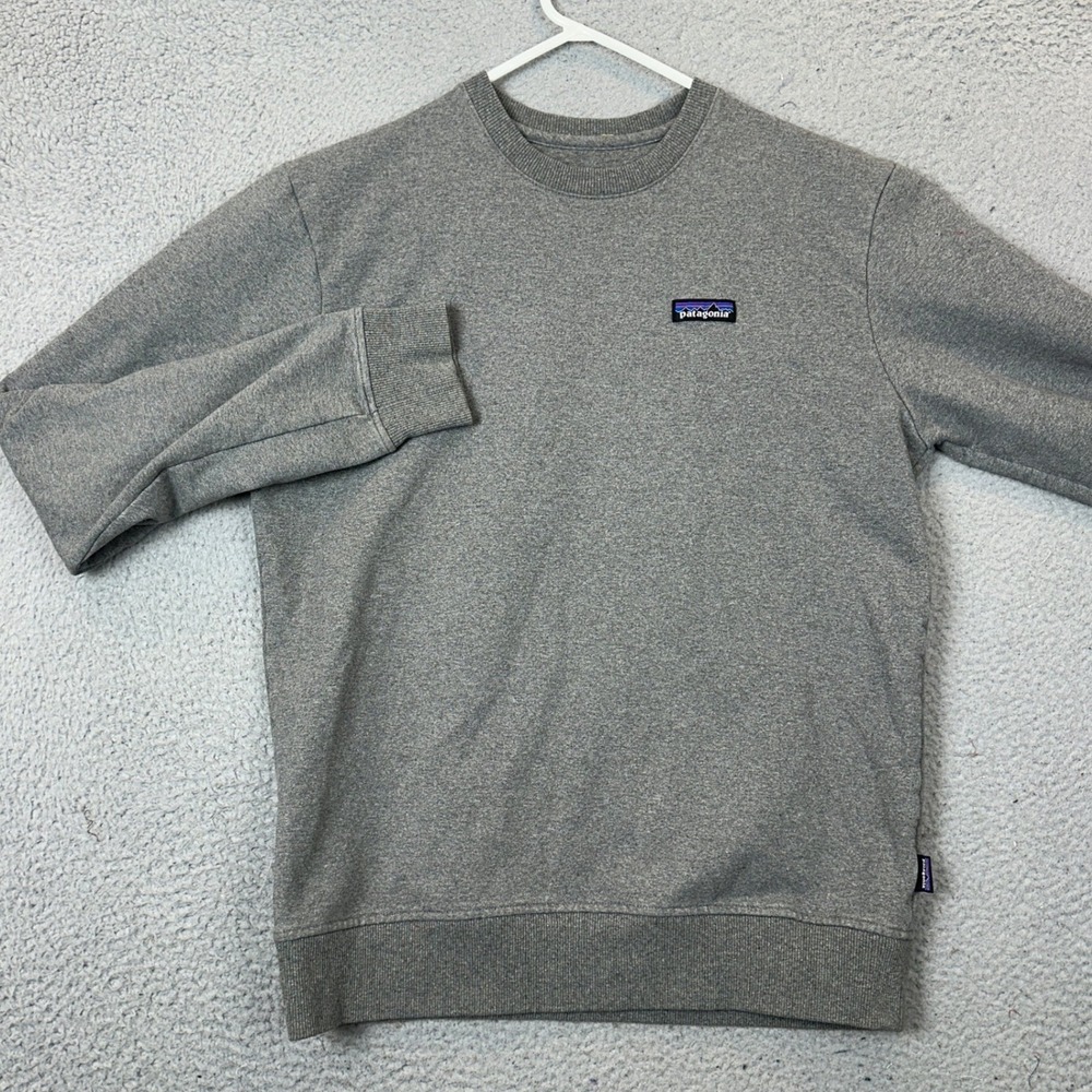 Patagonia Sweatshirt Mens Medium Uprisal Crew Grey Logo Pullover Long Sleeve EUC